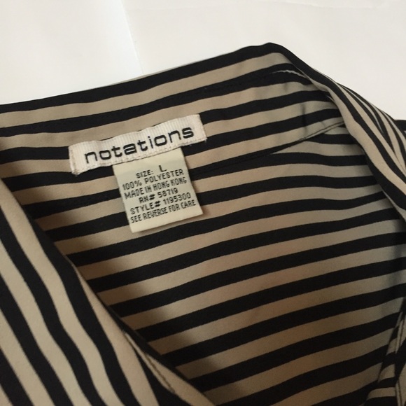 Women’s striped button up shirt large black cream - Picture 3 of 4